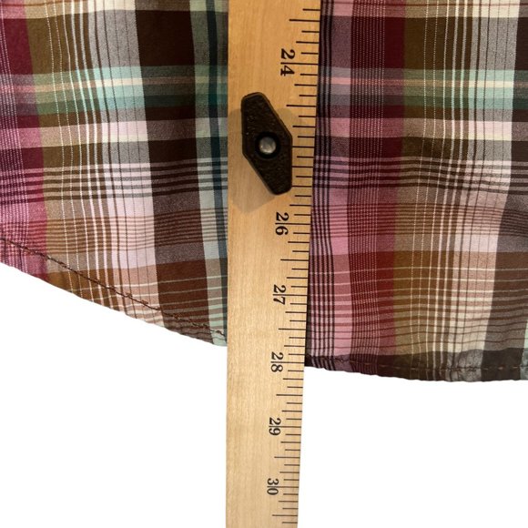 Prana Shirt Mens Small Plaid Short Sleeve Button Front Chest Pocket Casual - Picture 8 of 8